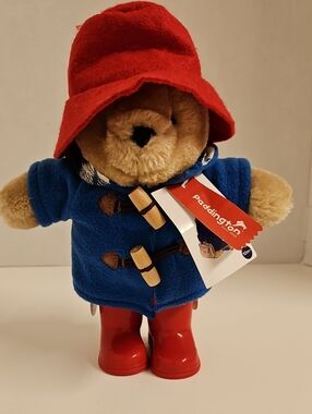 Bear Plush Toy in Blue Coat and Red Hat